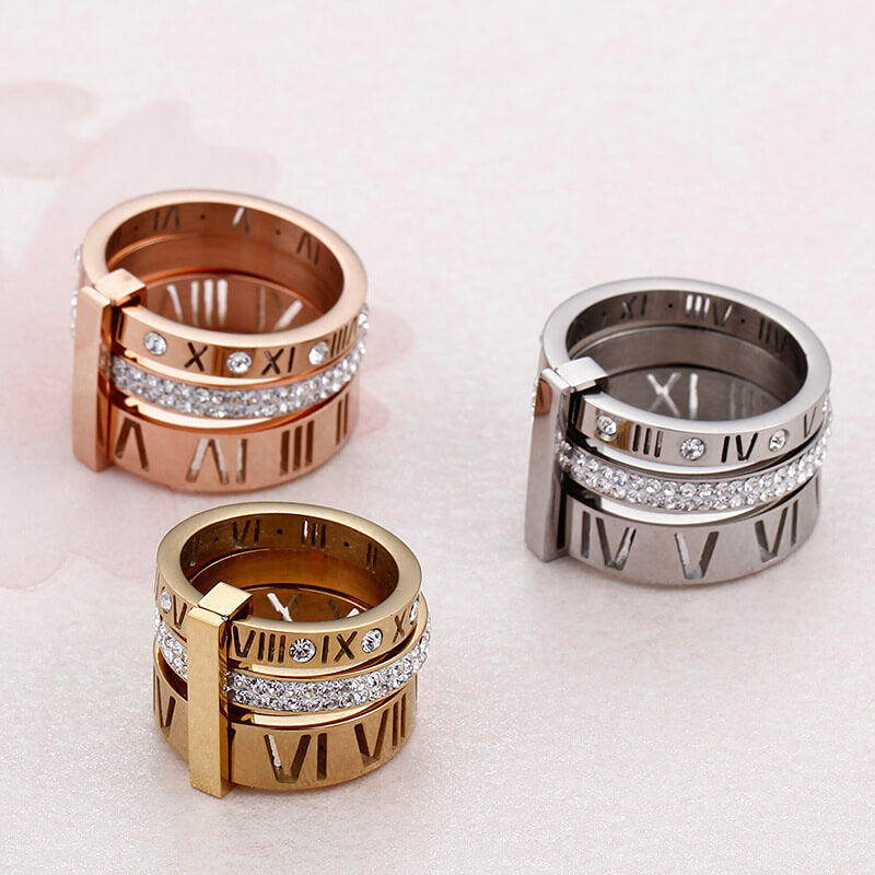 Anillo giratorio de números romanos 3 en 1