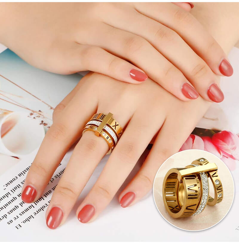 Anillo giratorio de números romanos 3 en 1