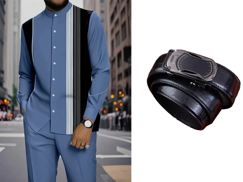 👔 Conjunto de 2 piezas: camisa a rayas y pantalón para hombre✨ Estilo sin esfuerzo ✅