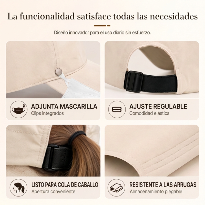 ⏳¡ÚLTIMO DÍA DE OFERTA!!🎁✨Sombrero solar elegante plegable para mujer UPF 50+ – Sombrero cubo de algodón de ala ancha con solapa protectora para cuello y correa regulable 🌞🇬🇧 | Compacto, transpirable e ideal para playa