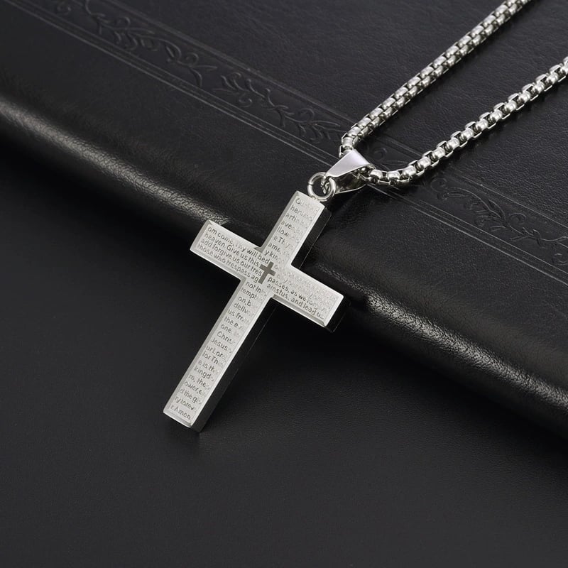 Collar con cruz con garabatos del Padrenuestro (Compra 1 y llévate 1 gratis)