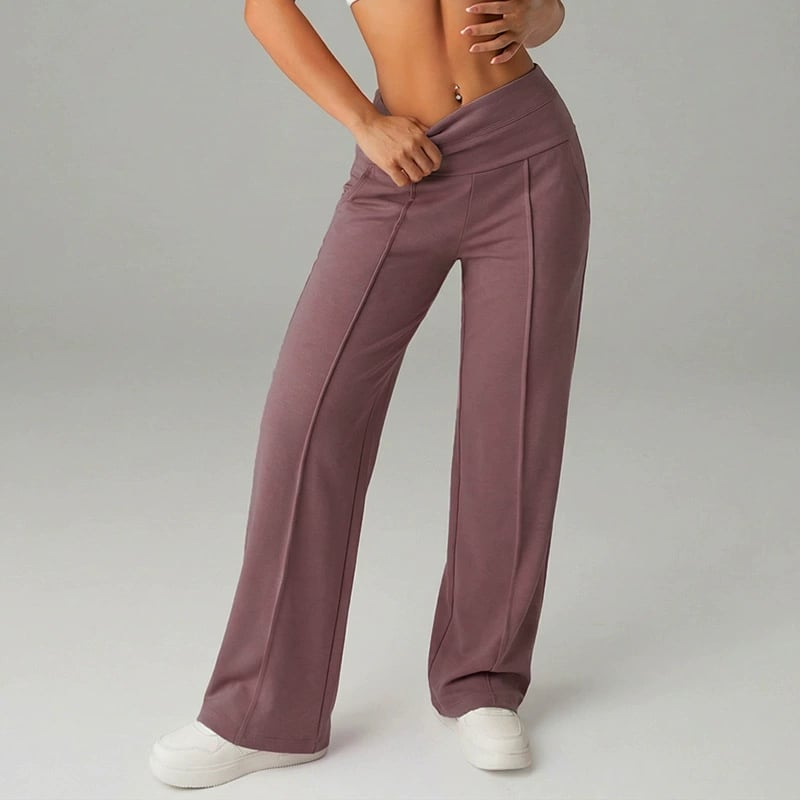 🔥 50% DE DESCUENTO 🔥Pantalones casuales de mujer de cintura alta y pierna ancha 👖✨