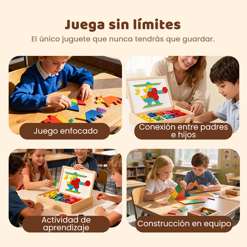 🎁¡Oferta navideña anticipada! 50% de descuento 🔥 Juego de rompecabezas de bloques magnéticos de madera con patrones 🧩