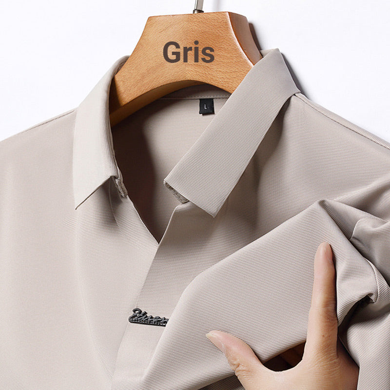Camiseta informal sin arrugas transpirable con solapa para hombre