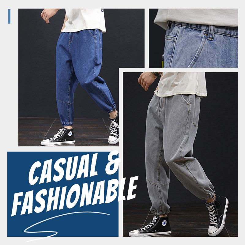 Pantalones de mezclilla casuales sueltos de talla grande para hombre