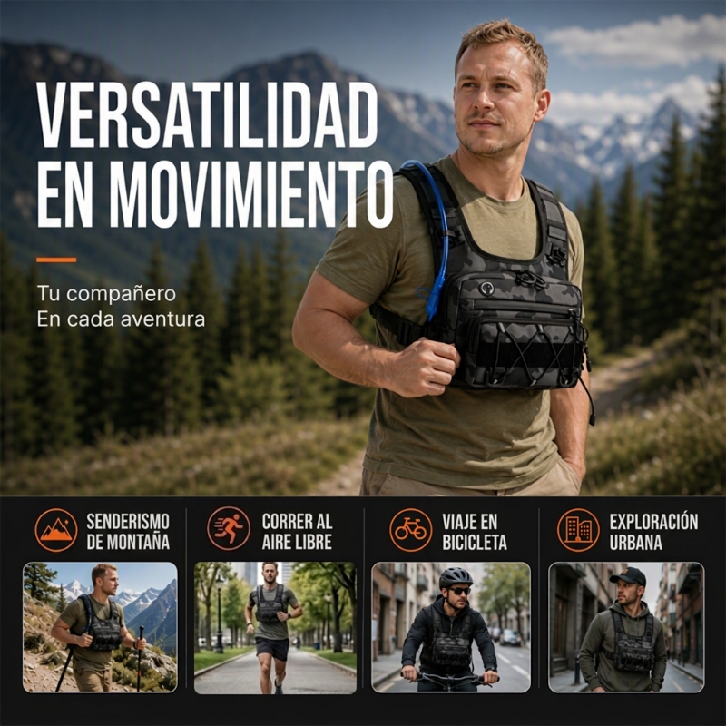 🔥Oferta Caliente 50% DESCUENTO🔥Chaleco Táctil Frontal y Trasero para Ciclismo – Listo para Hidratación, 3L de Almacenamiento, Malla Transpirable 🏃