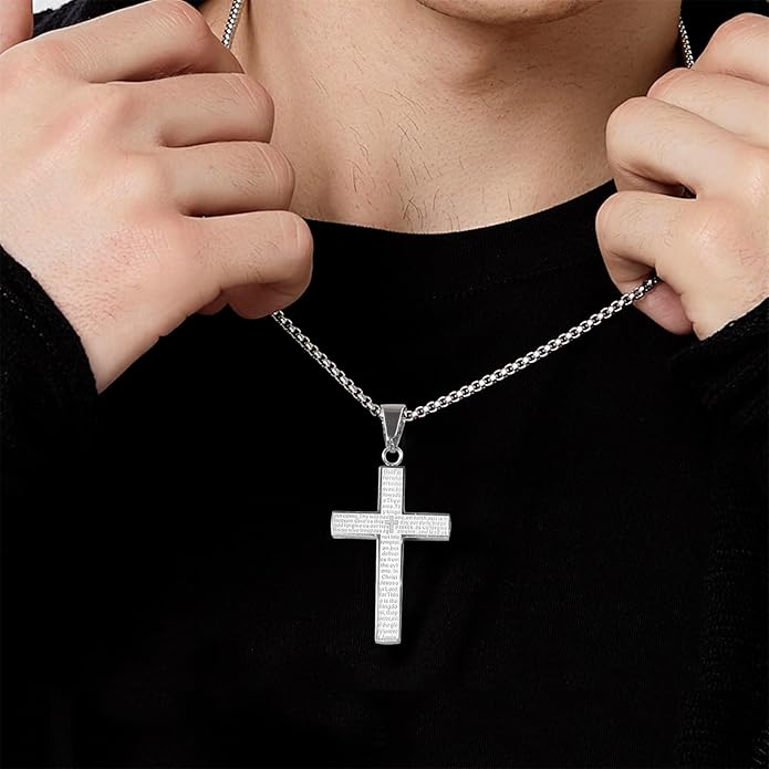 Collar con cruz con garabatos del Padrenuestro (Compra 1 y llévate 1 gratis)