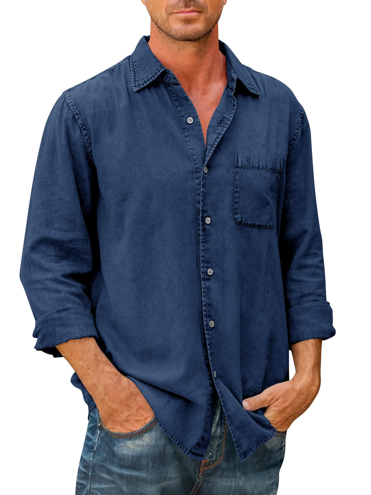 Camisa estilo vaquero para hombre 【Manga larga】