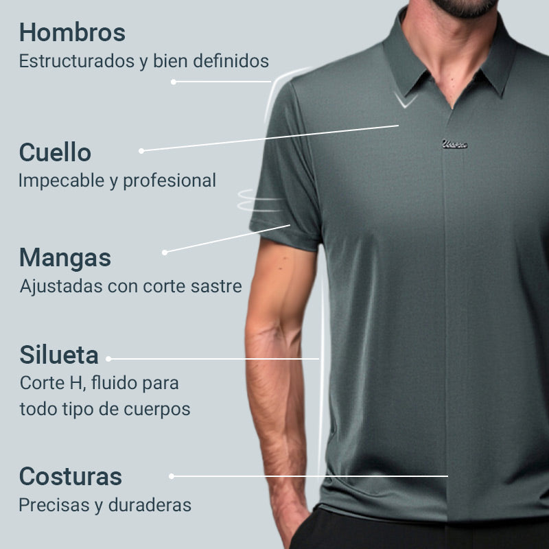 Camiseta informal sin arrugas transpirable con solapa para hombre