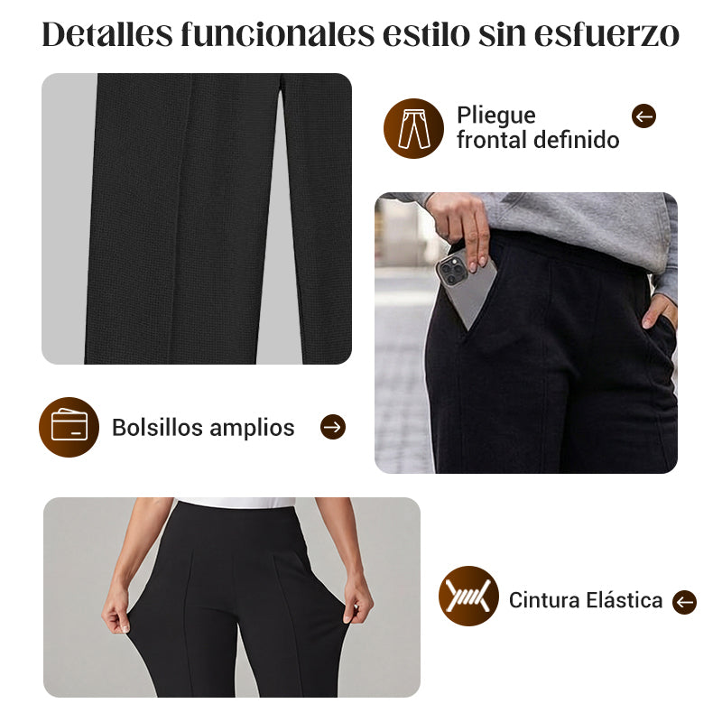 🔥 50% DE DESCUENTO 🔥Pantalones casuales de mujer de cintura alta y pierna ancha 👖✨