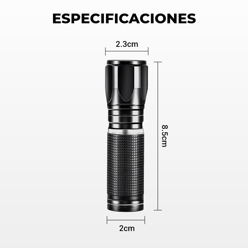 Mini linterna LED recargable de alto brillo.