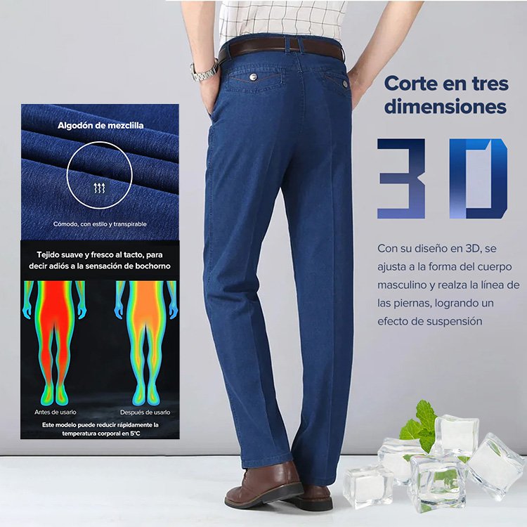 😍👖Jeans de cintura alta rectos para hombre-Compra 2 envío gratuito