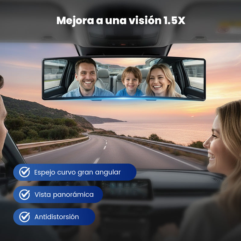 Espejo retrovisor curvado amplio para coche