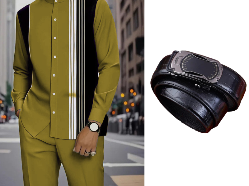 👔 Conjunto de 2 piezas: camisa a rayas y pantalón para hombre✨ Estilo sin esfuerzo ✅
