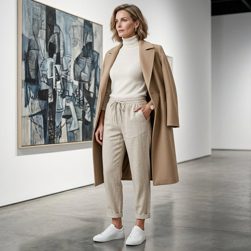 👖 Pantalones Informales de Algodón y Lino para Mujer – Transpirables, Cintura Alta y Largo al Tobillo, Elegantes 🌿✨