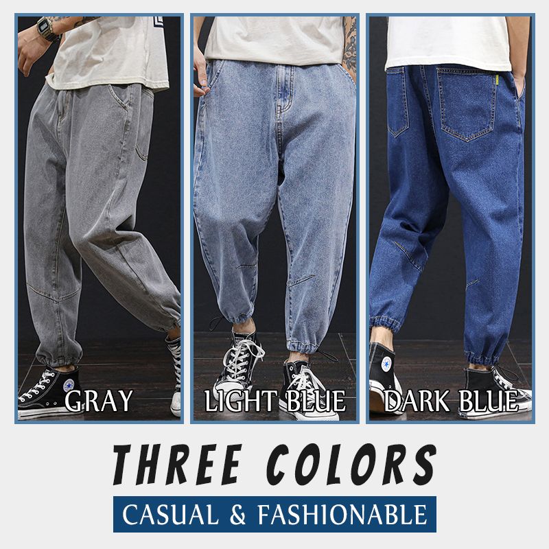 Pantalones de mezclilla casuales sueltos de talla grande para hombre