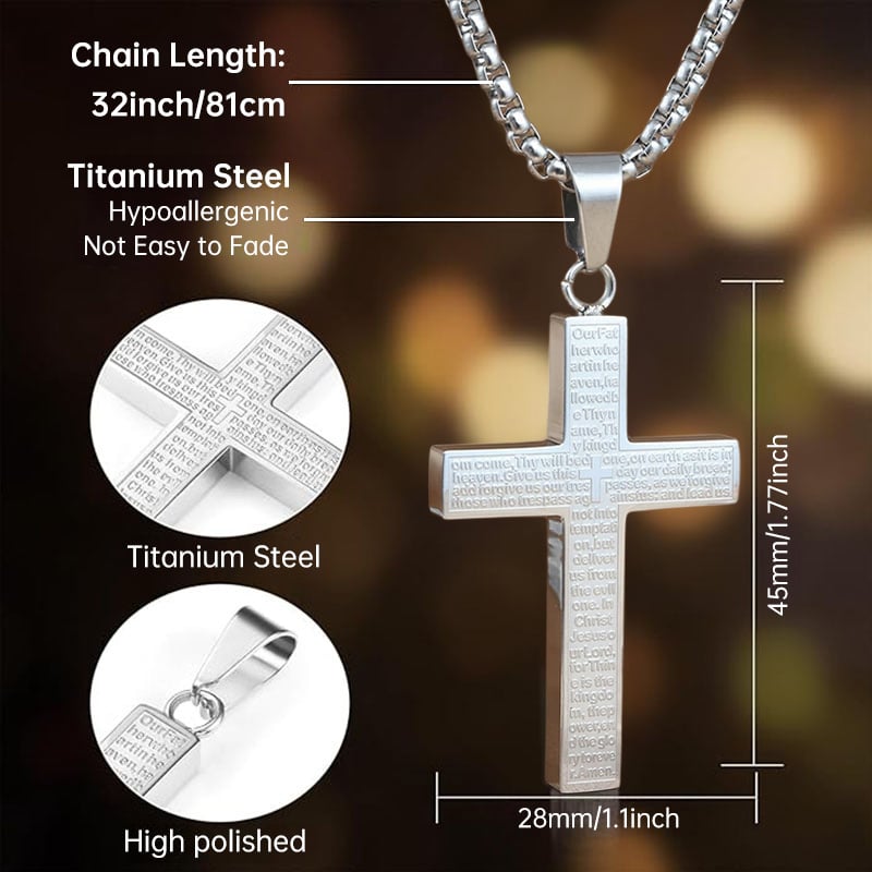 Collar con cruz con garabatos del Padrenuestro (Compra 1 y llévate 1 gratis)