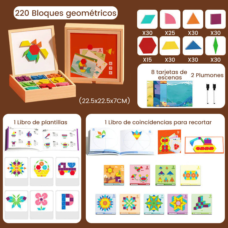 🎁¡Oferta navideña anticipada! 50% de descuento 🔥 Juego de rompecabezas de bloques magnéticos de madera con patrones 🧩