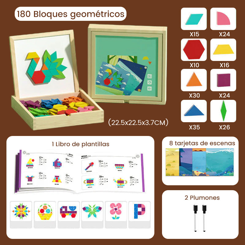 🎁¡Oferta navideña anticipada! 50% de descuento 🔥 Juego de rompecabezas de bloques magnéticos de madera con patrones 🧩