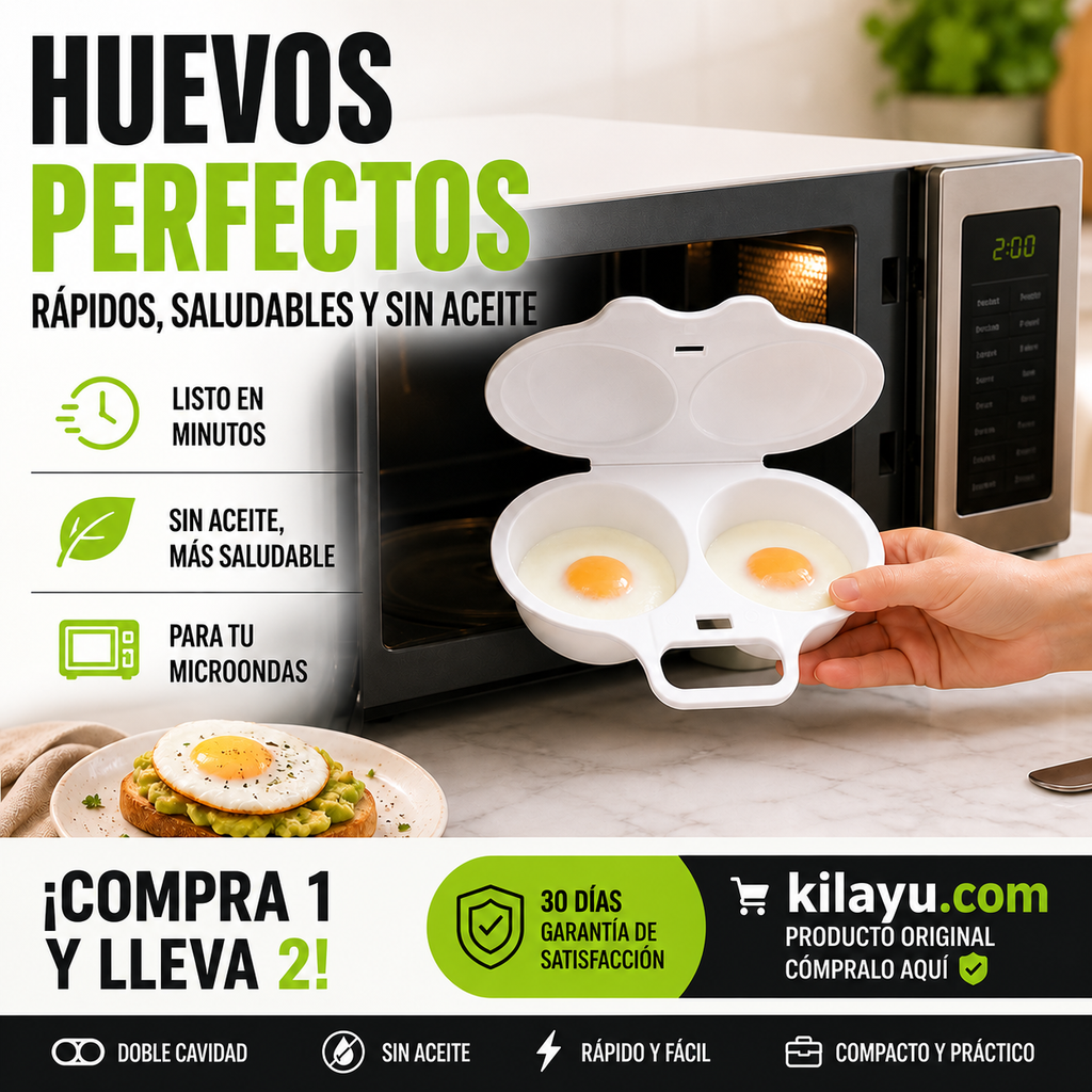 🥚💪 Hueveras para microondas – doble cavidad, sin aceite – desayuno saludable! 🌿