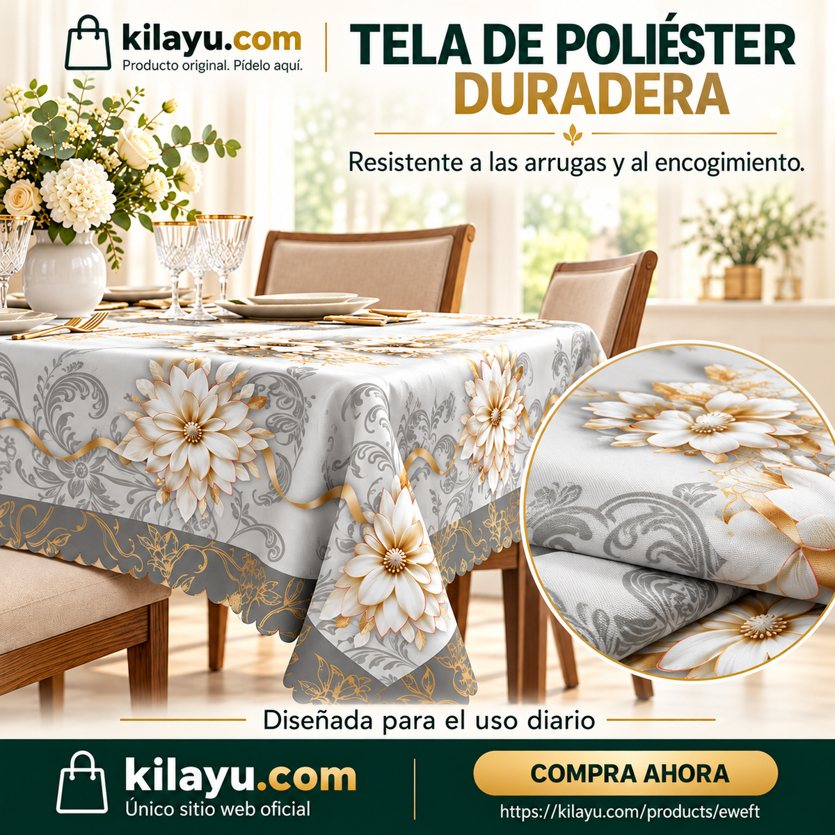 📢📢50% OFF !! ⏰Mantel Floral en Relieve Elegante e Impermeable