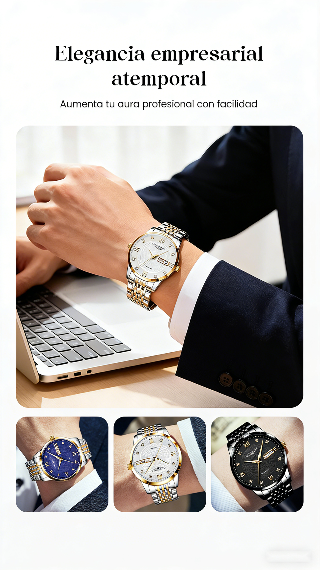Reloj Ejecutivo para Hombre Acero Inoxidable Impermeable
