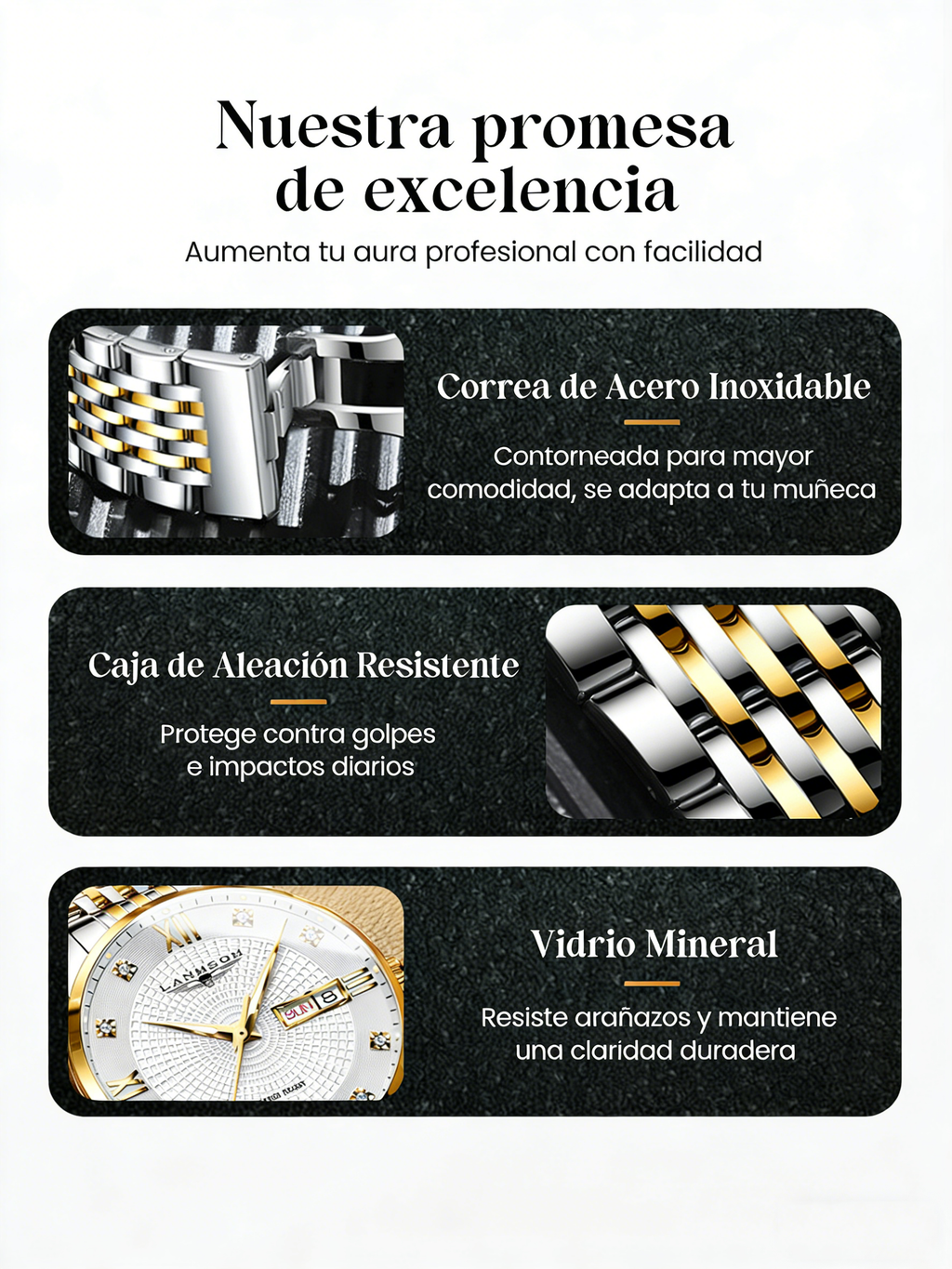 Reloj Ejecutivo para Hombre Acero Inoxidable Impermeable
