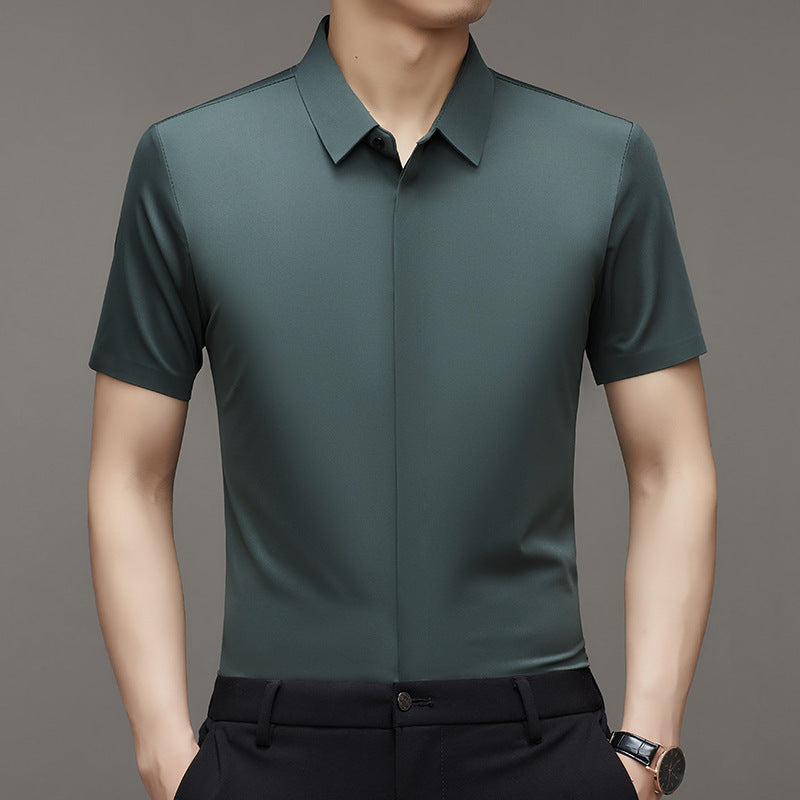 Camisas casuales elásticas de manga corta para hombre