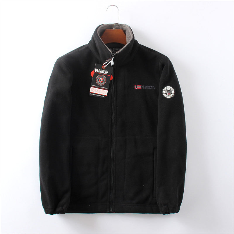 Chaqueta con capucha de forro polar de doble capa