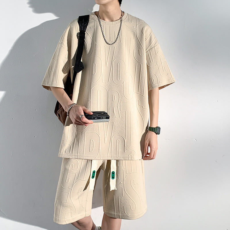 Conjunto de camiseta de manga corta y pantalones cortos de ajuste holgado para hombres