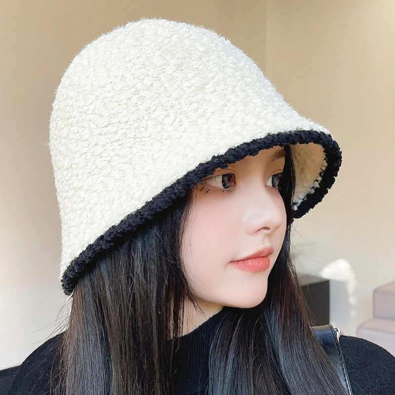 Sombrero de cubo de punto de color sólido simple de otoño e invierno para mujer