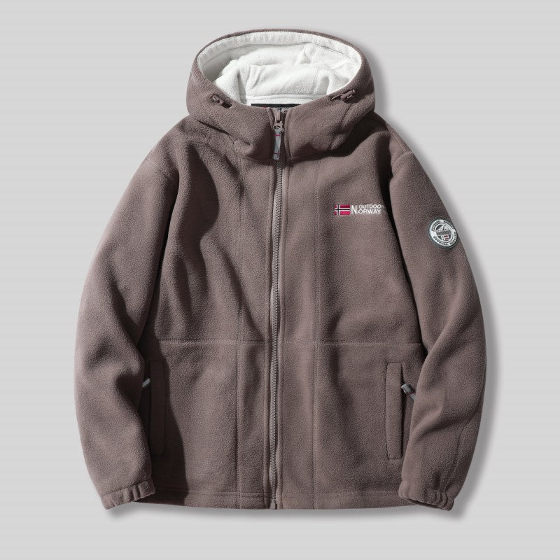 Chaqueta con capucha de forro polar de doble capa