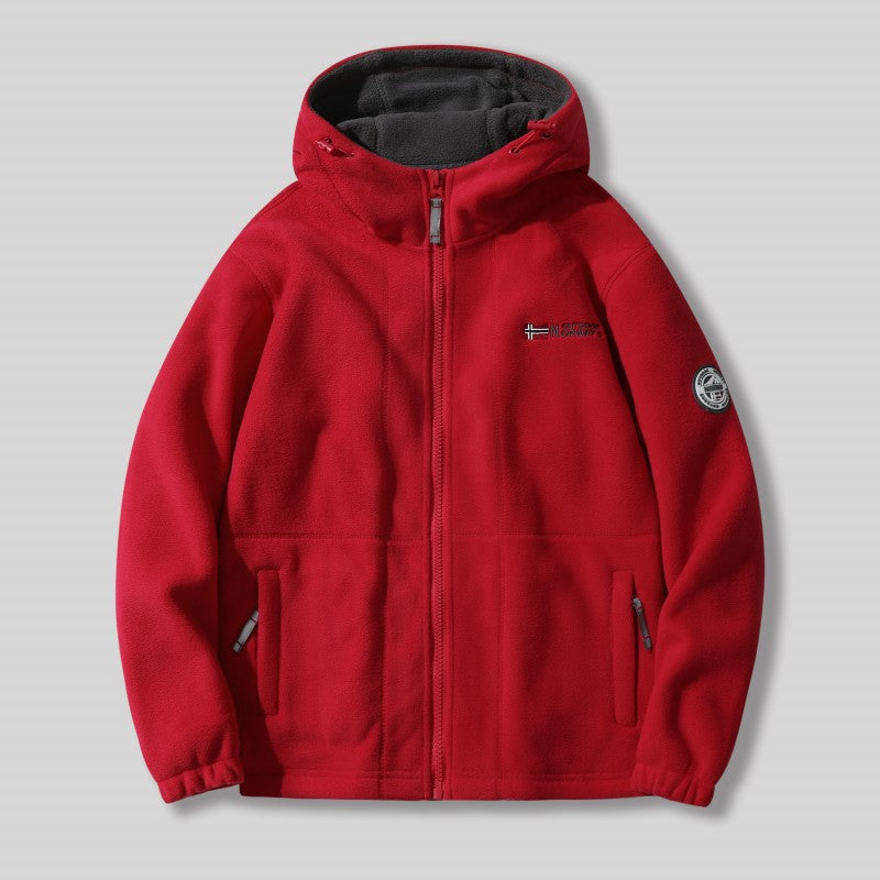 Chaqueta con capucha de forro polar de doble capa [¡Venta de liquidación!-50% REBAJADO＆Envío gratis]
