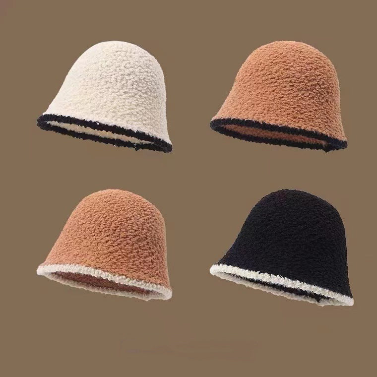 Sombrero de cubo de punto de color sólido simple de otoño e invierno para mujer