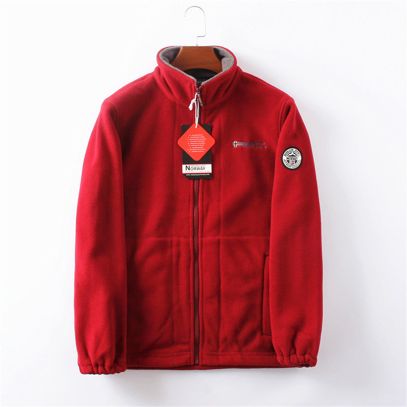 Chaqueta con capucha de forro polar de doble capa