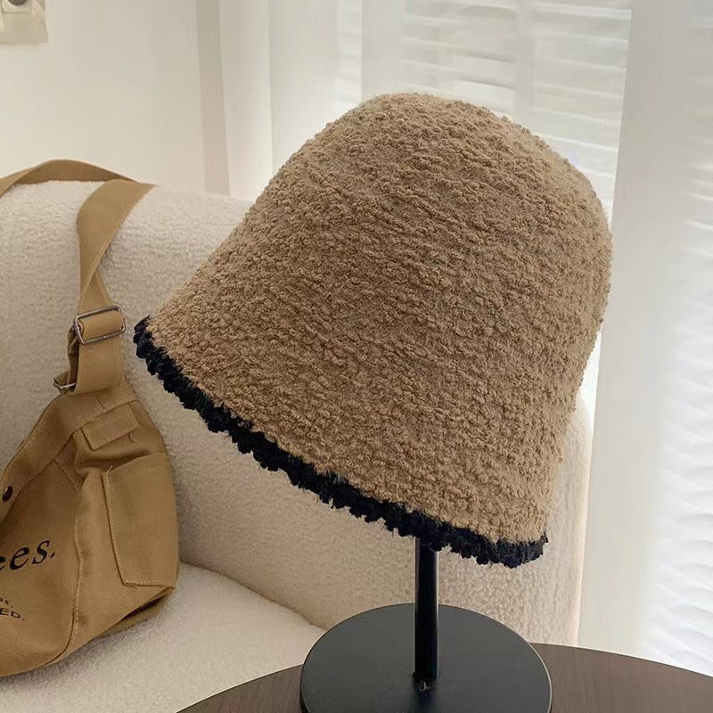 Sombrero de cubo de punto de color sólido simple de otoño e invierno para mujer