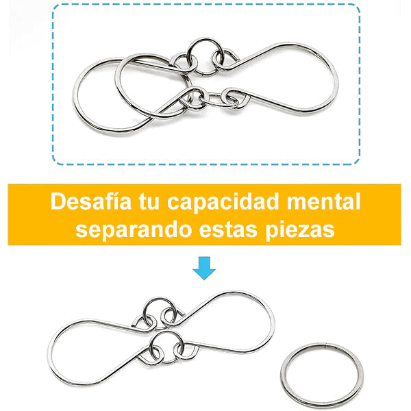 🔥 50% DE DESCUENTO ! 🧩 Anillo Rompecabezas de Metal (8 Piezas) - Desafío Mental con Instrucciones y Solución Incluidas, Ideal para Regalo 🎁✨