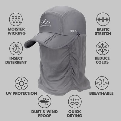 ¡VENTA CALIENTE! Sombrero retráctil para exteriores / pesca / equitación / escalada protector solar