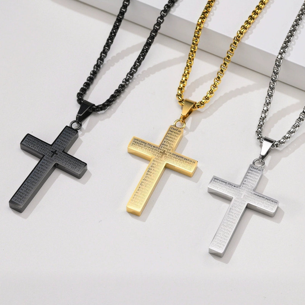 Collar con cruz con garabatos del Padrenuestro (Compra 1 y llévate 1 gratis)