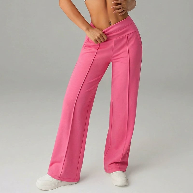 🔥 50% DE DESCUENTO 🔥Pantalones casuales de mujer de cintura alta y pierna ancha 👖✨
