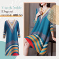 Vestido Suelto Elegante Noble con Cuello en V