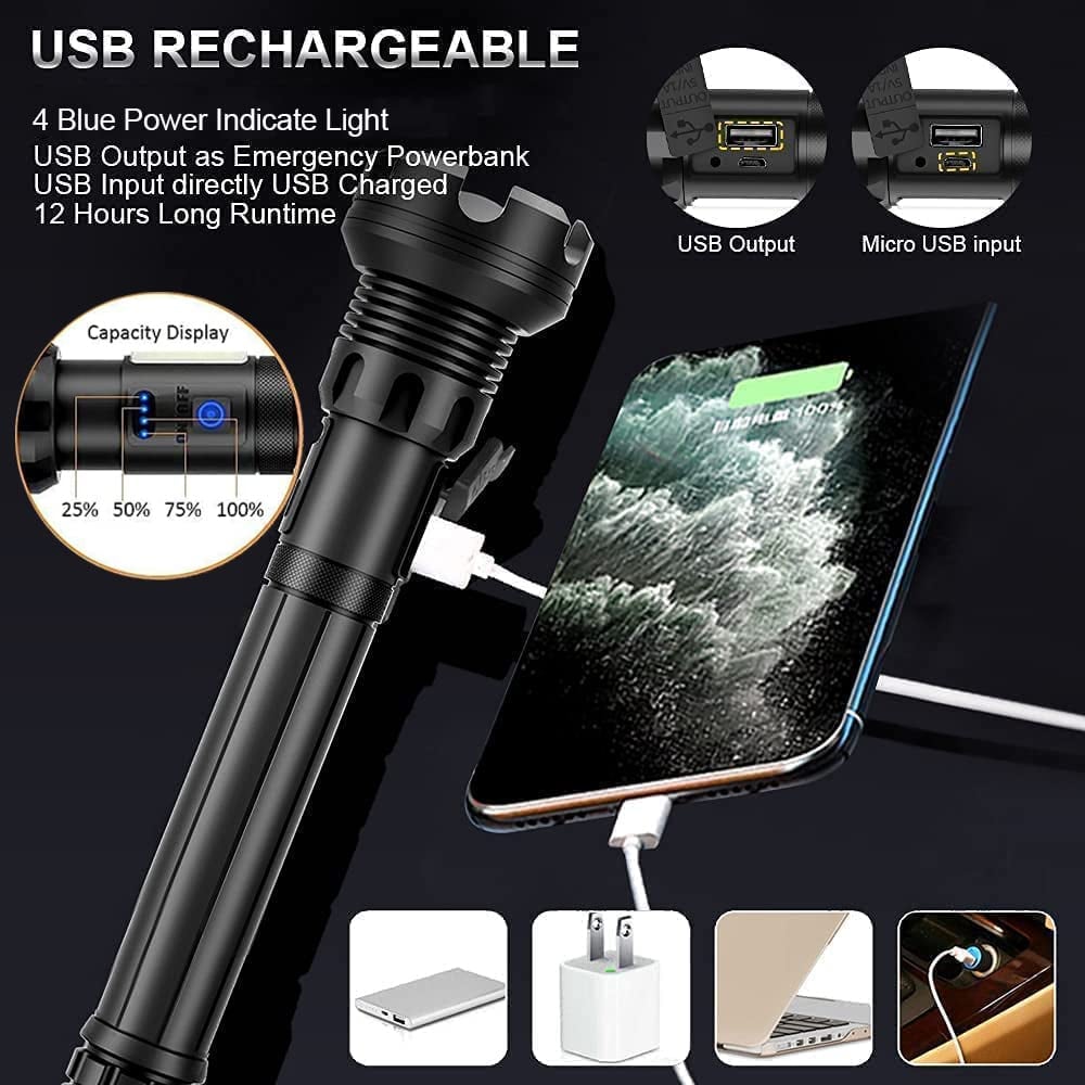 🔥🔦 ¡50% DE DESCUENTO! Linterna Láser Táctica Recargable LED — 160,000 Lúmenes ⚡ Súper Potente & Ultra Brillante | ¡Envío Gratis!