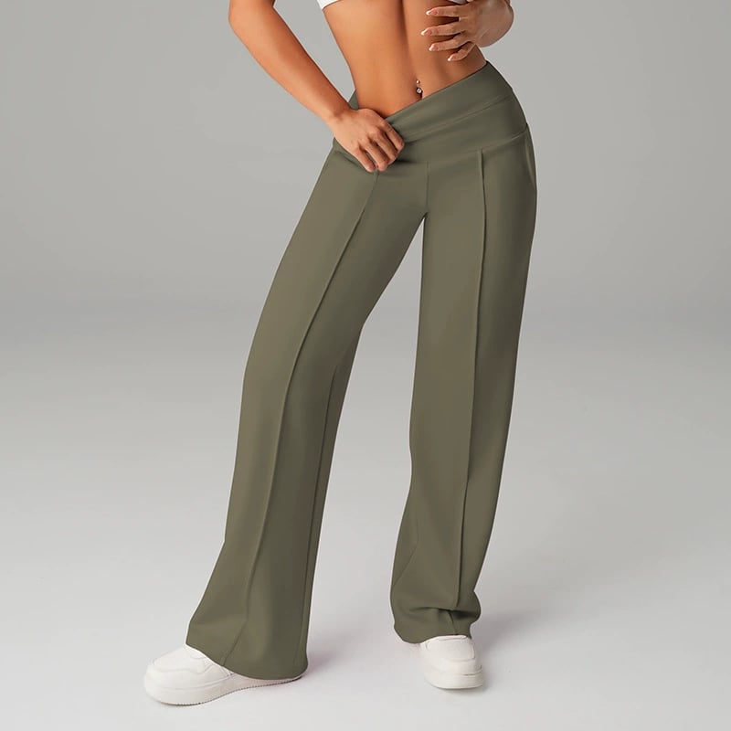 🔥 50% DE DESCUENTO 🔥Pantalones casuales de mujer de cintura alta y pierna ancha 👖✨