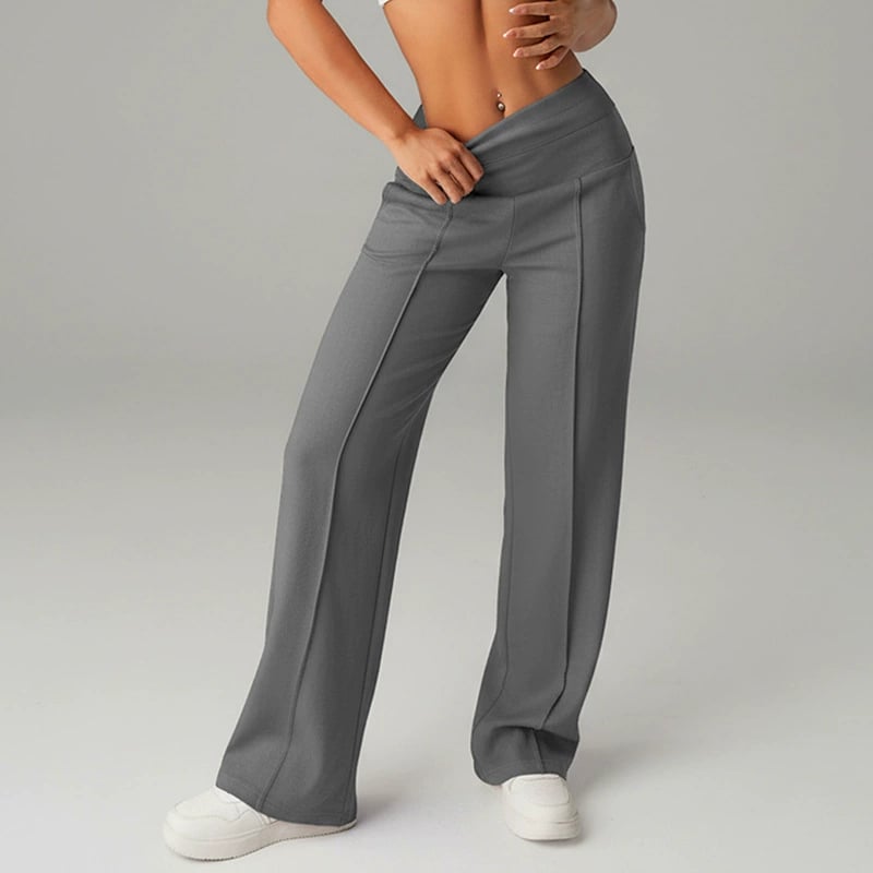 🔥 50% DE DESCUENTO 🔥Pantalones casuales de mujer de cintura alta y pierna ancha 👖✨
