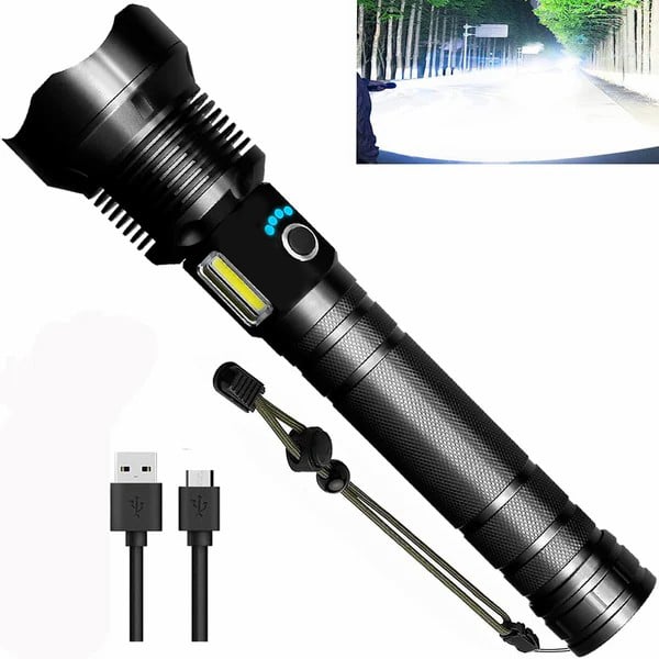 🔥🔦 ¡50% DE DESCUENTO! Linterna Láser Táctica Recargable LED — 160,000 Lúmenes ⚡ Súper Potente & Ultra Brillante | ¡Envío Gratis!