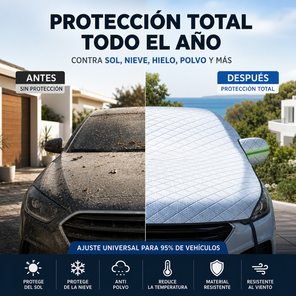 Cubierta Protectora Gruesa de Media Cobertura para Coche contra el Sol y la Nieve