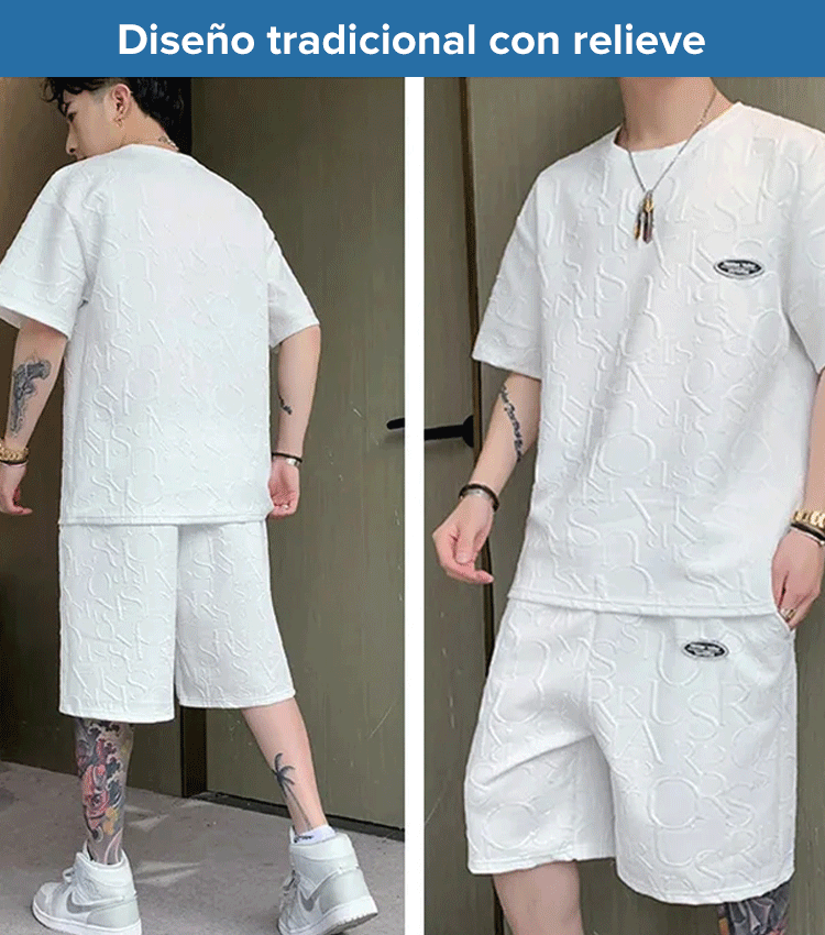 Conjunto de camiseta de manga corta y pantalones cortos de ajuste holgado para hombres