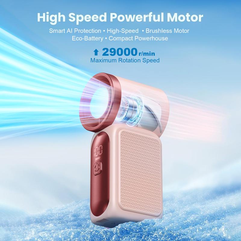 🌀💨 Mini ventilador portátil con pantalla LED – 👍 Ventilador de bolsillo turbo de 5 velocidades. ✨ Recargable por USB, enfriamiento rápido ideal para viajes y maquillaje. Regalo perfecto. Refrigeración portátil.