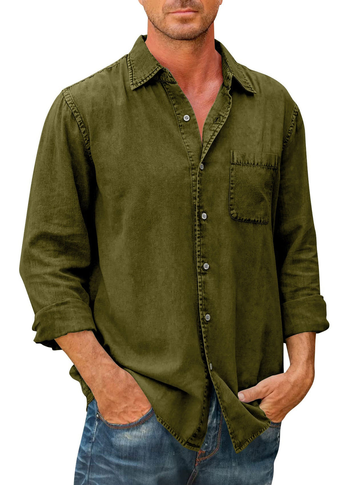 Camisa estilo vaquero para hombre 【Manga larga】