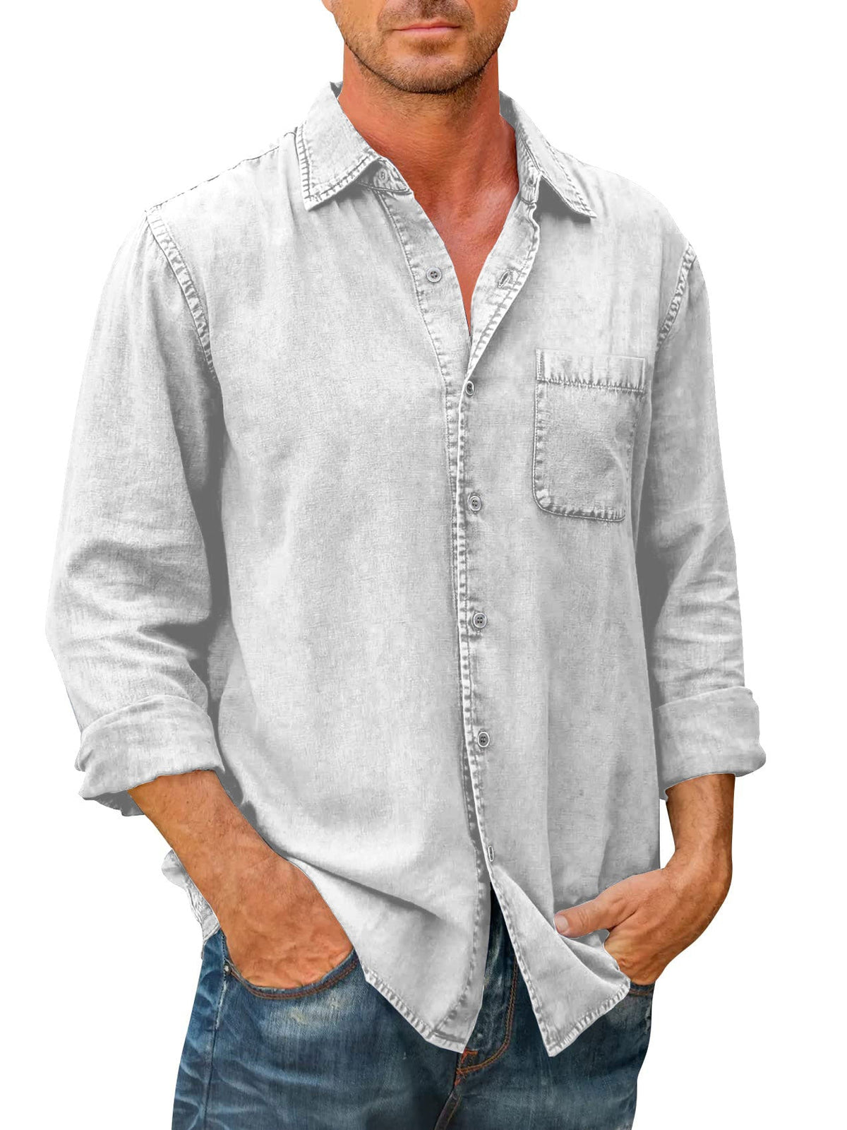 Camisa estilo vaquero para hombre 【Manga larga】